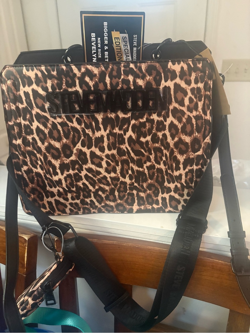 Steve Madden Leopard Print Crossbody Bag in Brown and Black